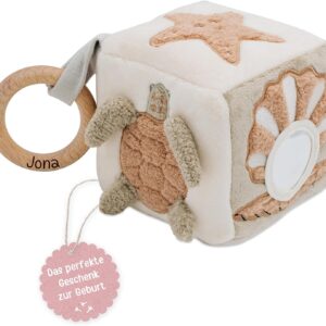 wunderwunsch Jollein Fabric Cube, Personalised Toy Cube, Baby