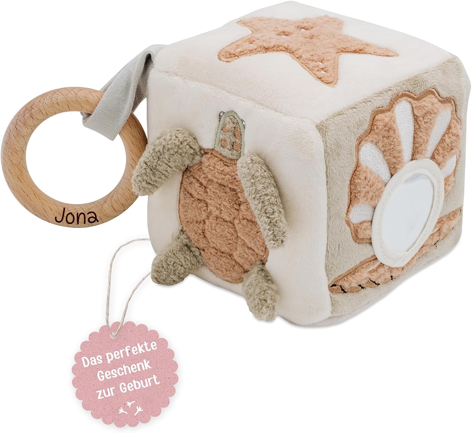 wunderwunsch Jollein Fabric Cube, Personalised Toy Cube, Baby