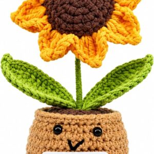 MOAZIFI Hand Crocheted Sunflower in Pot as a Loving Gift for Grandma