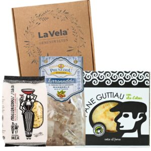 LA VELA Genusswelten Bella Sardegna Gift Set, Delicacies from Sardinia, Pane Guttiau - Torroncini - Malloreddus, Perfect for Sardinia Lovers