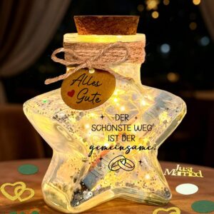 Gift Wedding LED Bottle Light with Scatter Decoration Just Married Eucalyptus
