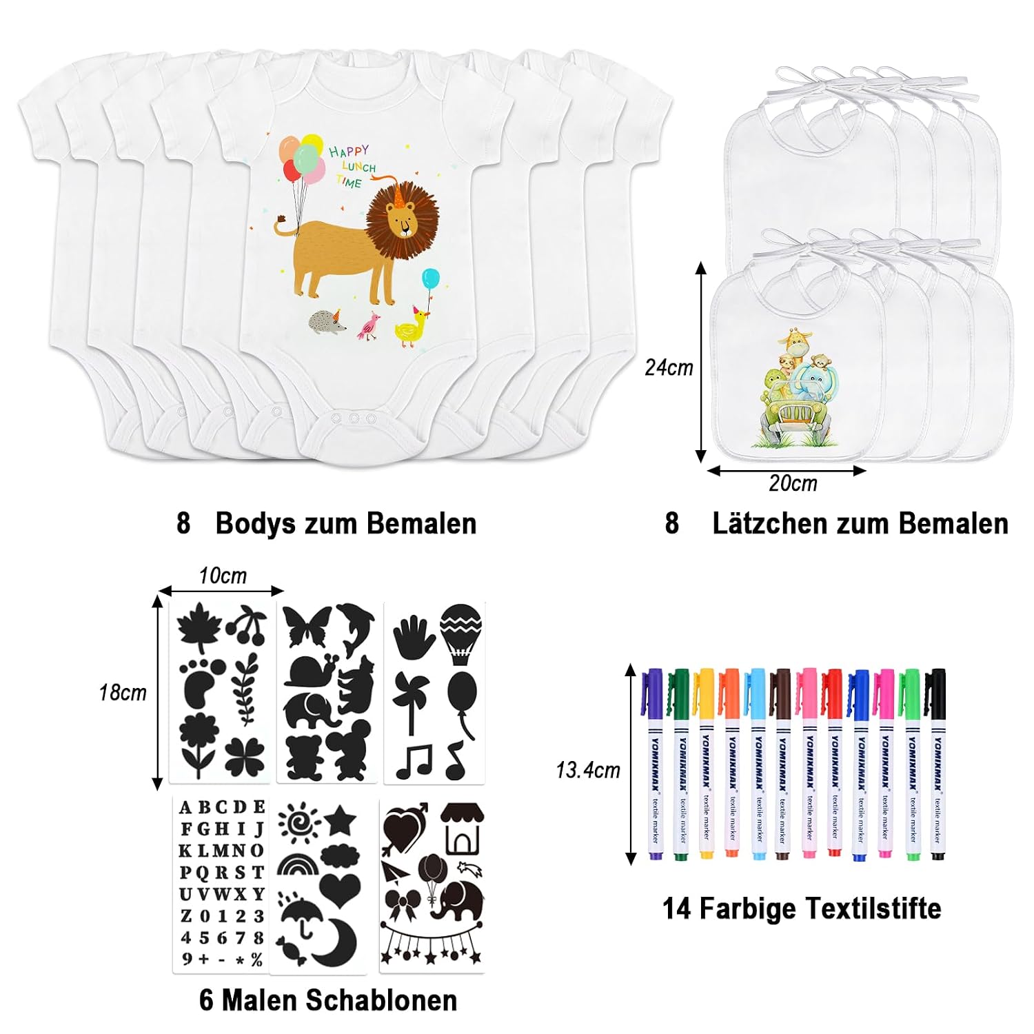 Tigvio Baby Bodysuits Paint Bibs for Baby Shower (Pack of 16) – Bild 2