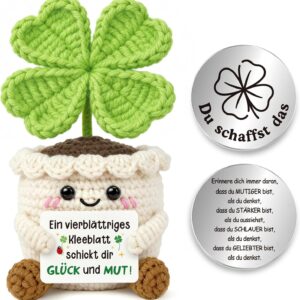 Lucky Charm Pocket Hug Positive Crochet Clover with Coins