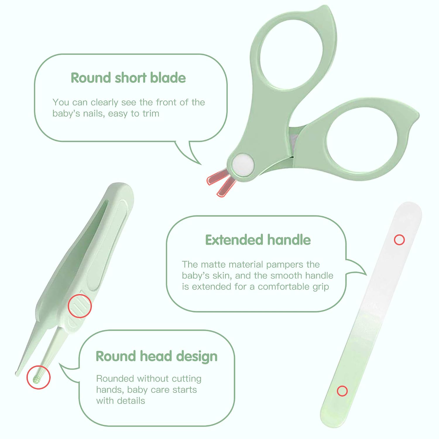 Baby Care Set With Baby Nail Scissors, For Fingernails And Toenails, With Nail Clippers, Nail Scissors, Nail File and Tweezers For Children And Newborns In Sweet Owl Gift Packaging (B) – Bild 6