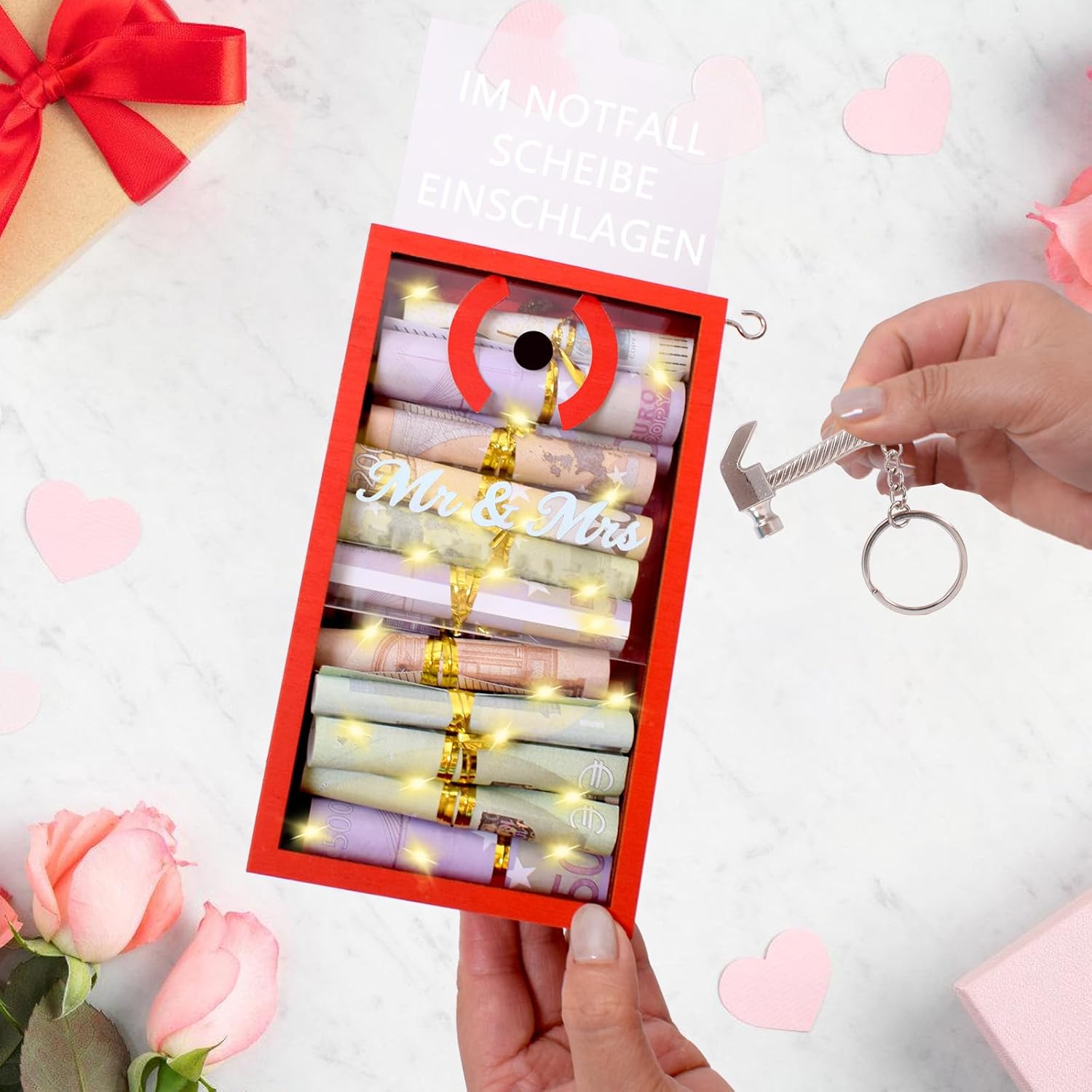 LED Wedding Gifts for Bride and Groom, Funny Money Gifts for Wedding, Funny Gifts, Emergency Box with Hammer, Creative DIY, Packaging, Money Gift, Youth Consecration, Wedding Anniversary – Bild 3