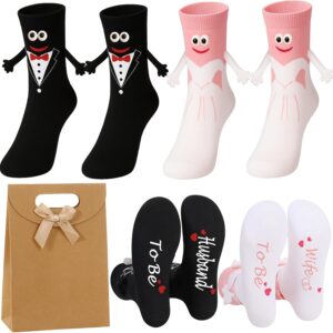Scinzene Magnetic Socks Couples Set of 2 with Gift Bags – Hands Holding Socks with Magnetic Hands – Wedding Gifts for Bride and Groom & Gift Wedding Set – Gifts for Wedding