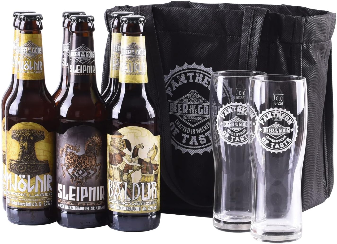 Wacken Brauerei Beer Picnic 6 x 0.33 Bottles, 2 x Glasses, 1 x Bag