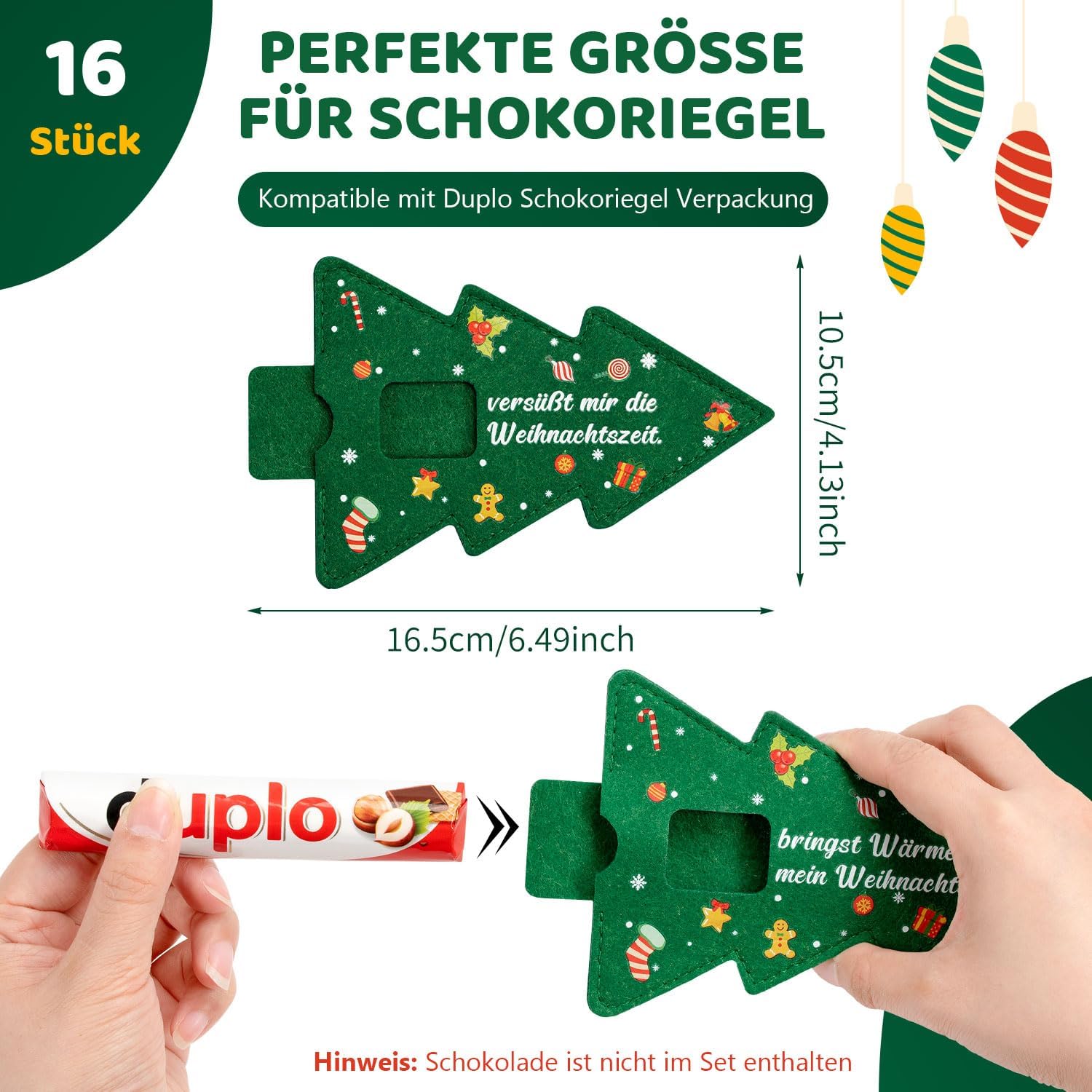 Christmas Gifts Small Items - 16 Pieces Case Felt Compatible with Duplo Chocolate Bar Gift Packaging - Funny Christmas Tree Small Gifts for Colleagues Employees Team Family Women Men – Bild 5
