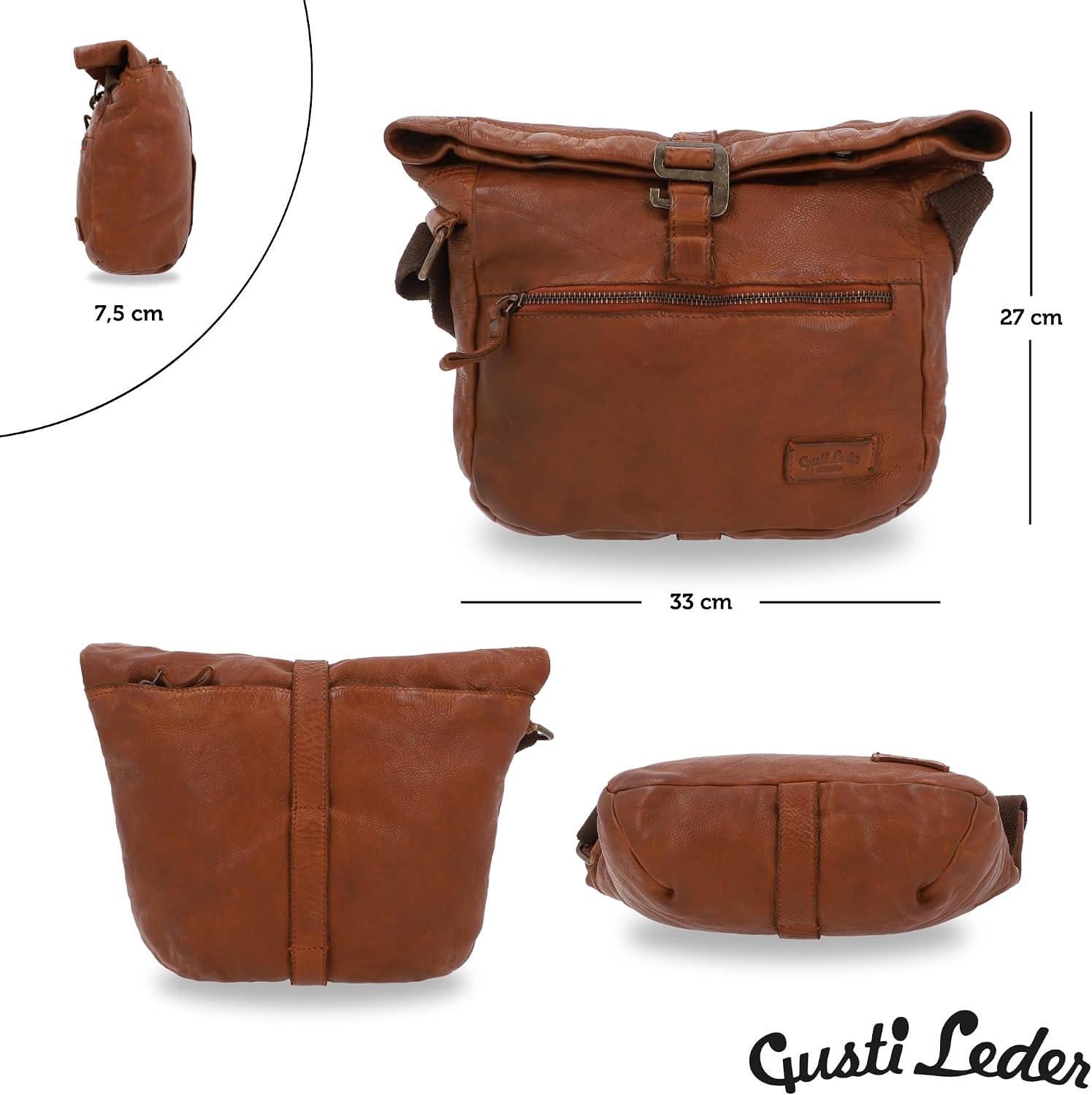 Gusti Umhängetasche Leder - Auna Handtasche Umhängetasche Schultertasche Leder – Bild 10