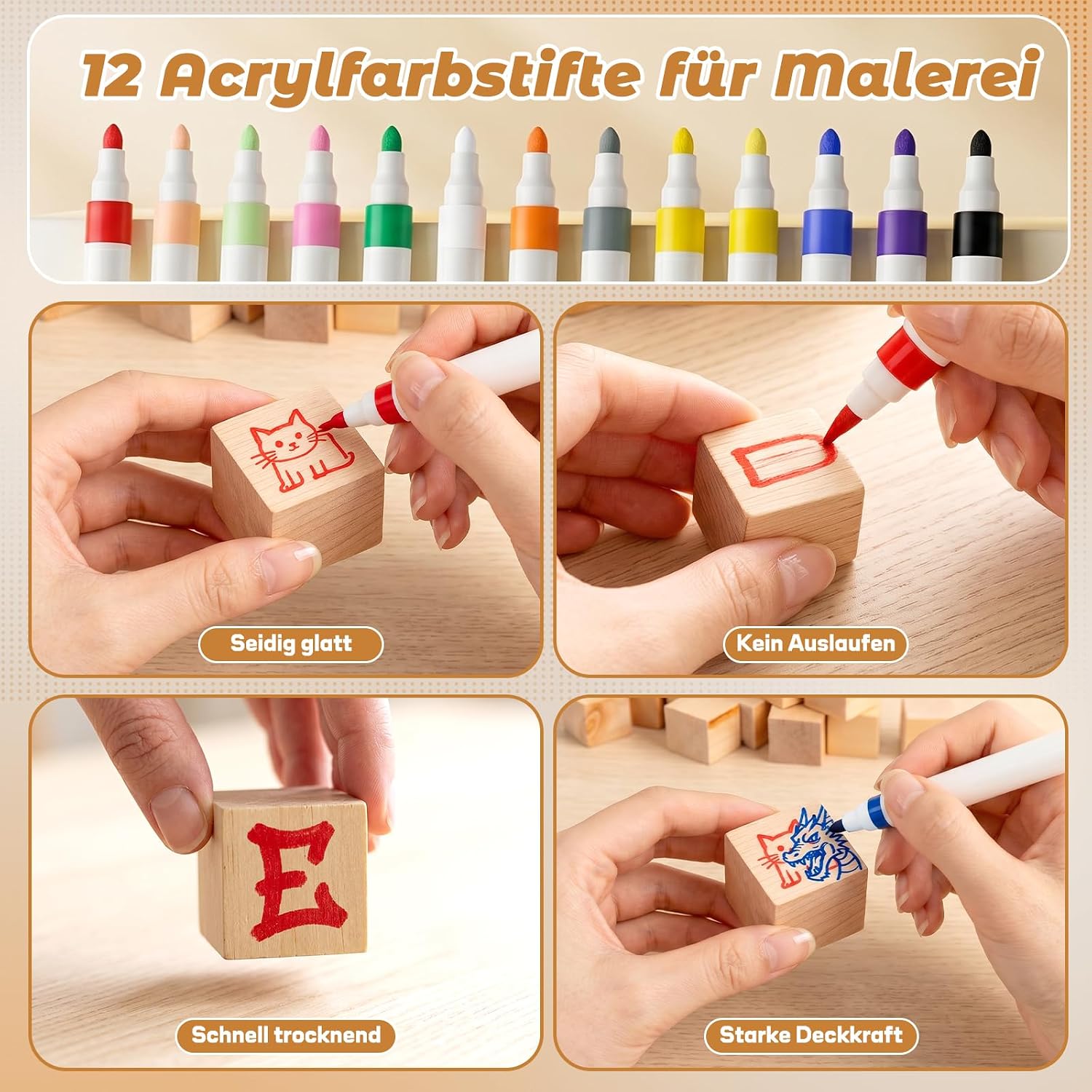 Baby Shower Games with 48 DIY Wooden Blocks Set – Bild 2