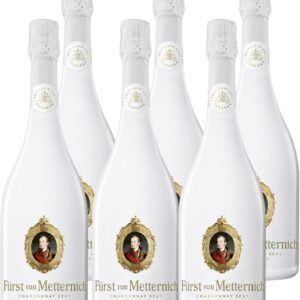 Fürst von Metternich Sparkling Wine (6 x 0.75 L) - Elegant White Bottle, Aromatic Bouquet with Pear, Melon and Mirabelle, Finely Balanced, High-Quality Chardonnay Cuvée from Rheingau