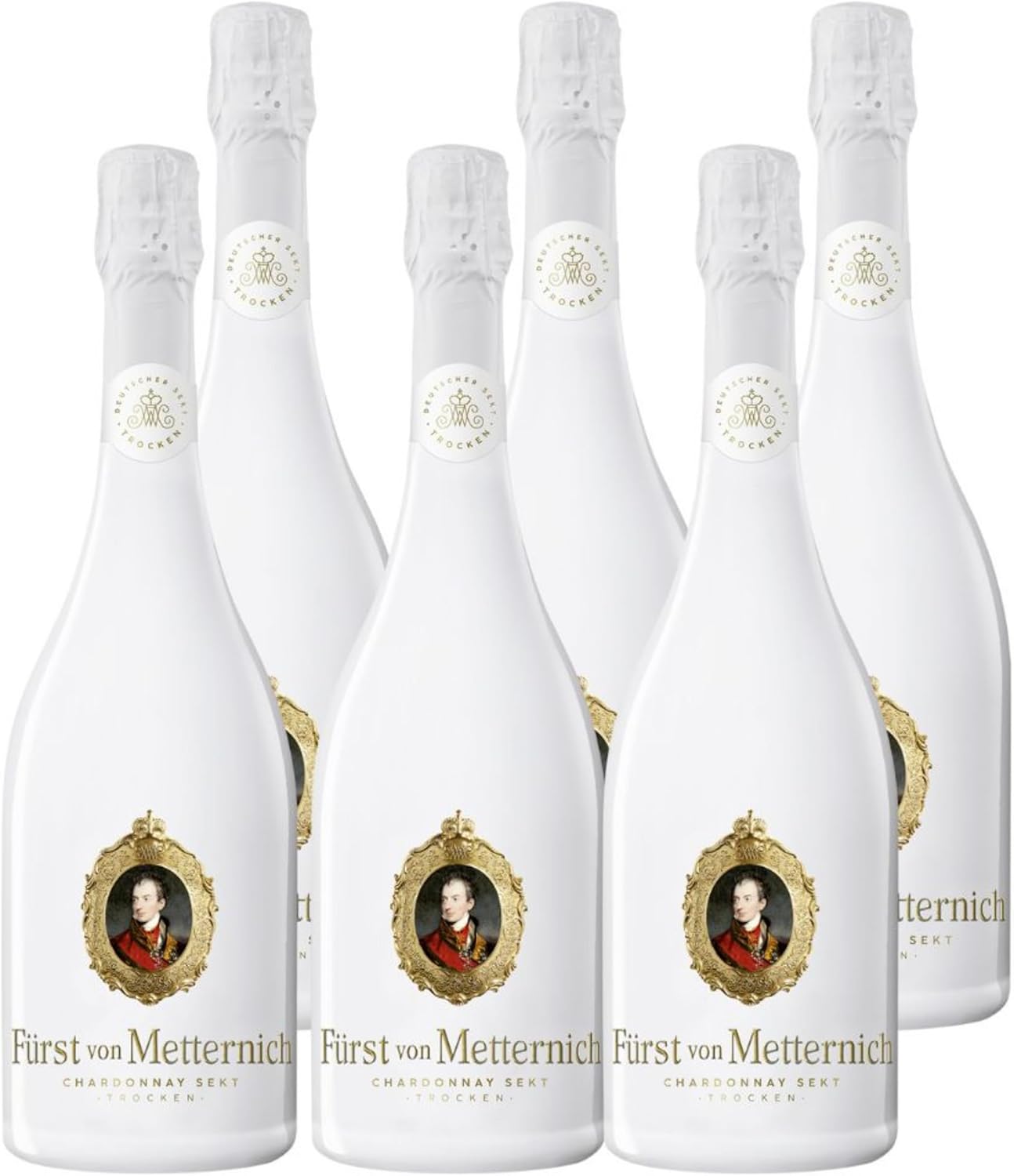 Fürst von Metternich Sparkling Wine (6 x 0.75 L) - Elegant White Bottle, Aromatic Bouquet with Pear, Melon and Mirabelle, Finely Balanced, High-Quality Chardonnay Cuvée from Rheingau