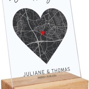 GRAVURZEILE Personalised Gifts – Anniversary Gift for Him & Her, Wedding Anniversary Gift for Women, Men, Lover, Boyfriend, Girlfriend with Coordinates – Where It All Started – Black