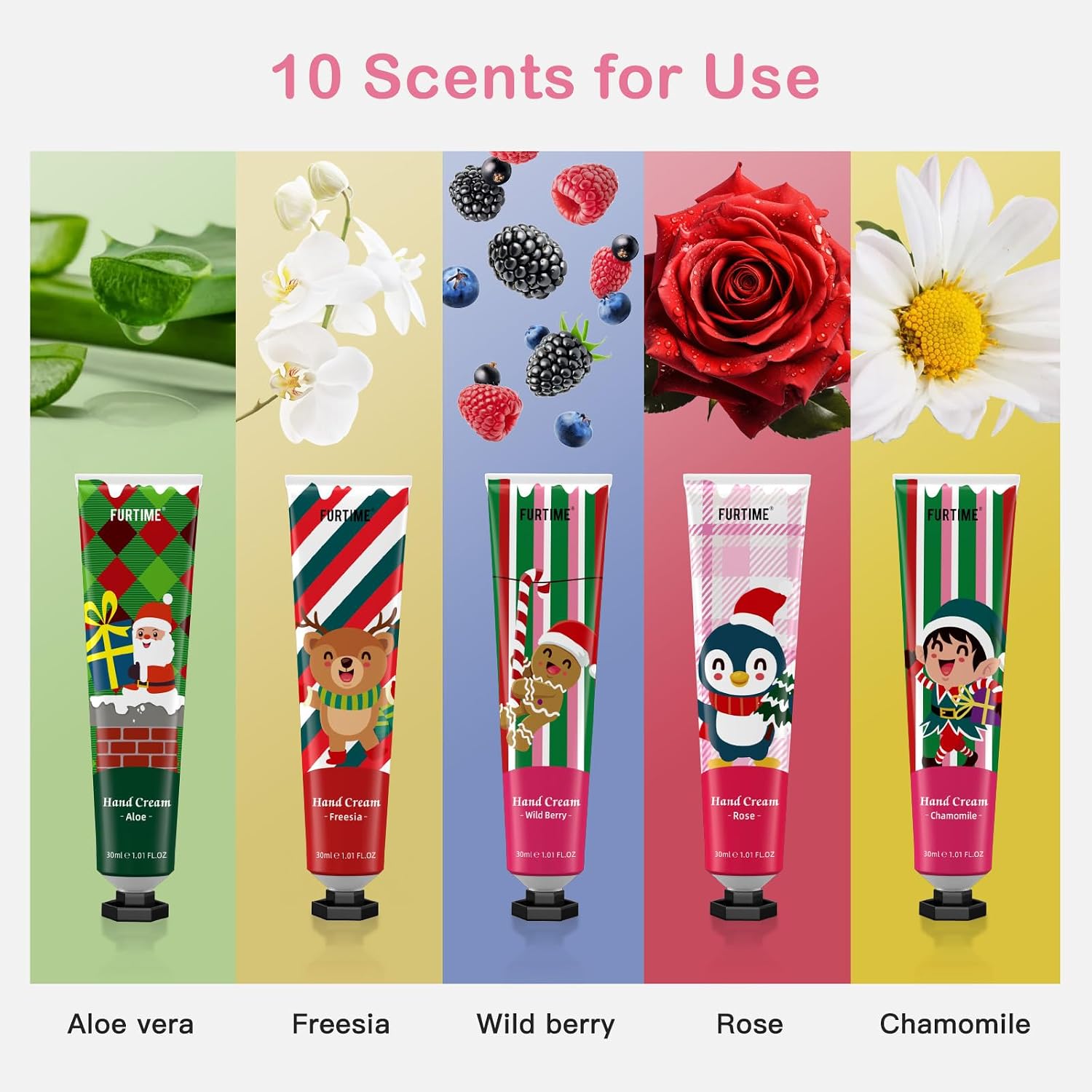 FURTIME Hand Cream Mini Set, 10 Pieces Hand Cream Mini Christmas for Very Dry Hands, Christmas Gifts, Small Thank You Gifts for Women, Men, Colleagues, Child – Bild 3