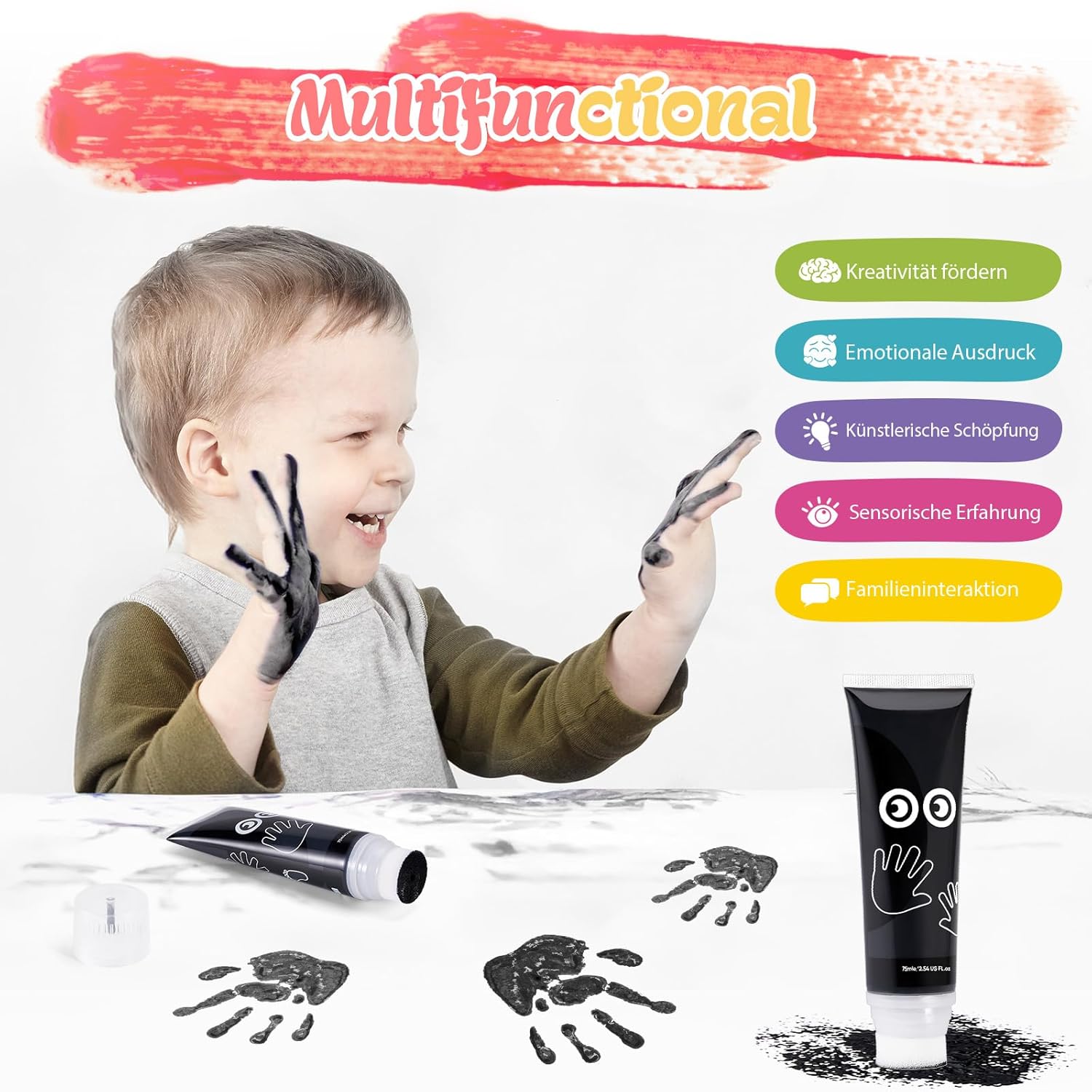 Footprint Baby, 75 ml Hand and Footprint Kit with Sponge Attachment, Non-Toxic Colour Paw Print, Baby Handprint for Newborns, Gift Stamp, Children, Art Finger Paints for Home – Bild 3