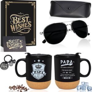 Personalised Father's Day Gift for Dad, Best Dad Gifts with Cup Sunglasses Glasses Case Keyring Father's Day Greeting Card, Gift Father's Day, Christmas Gifts for Men