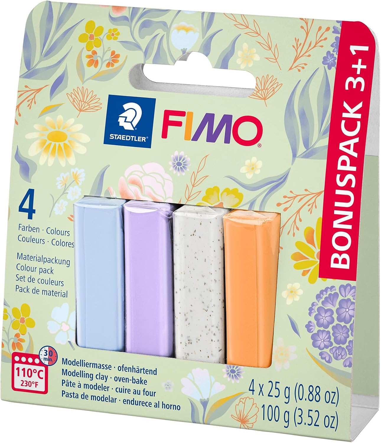 STAEDTLER Fimo Soft Modelling Clay Bloomy - Soft Oven Hardening Clay for Beginners and Hobby Artists - Creative Craft Clay with Bright Colours - Jewellery Decoration and Accessories