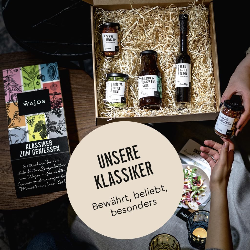 Wajos Delicatessen Gift Set: Box of 6 Favourites, Set with Bruschetta, Crema, Oil, Spices and Recipe Flyer, Gourmet Gift for Connoisseurs – Bild 4