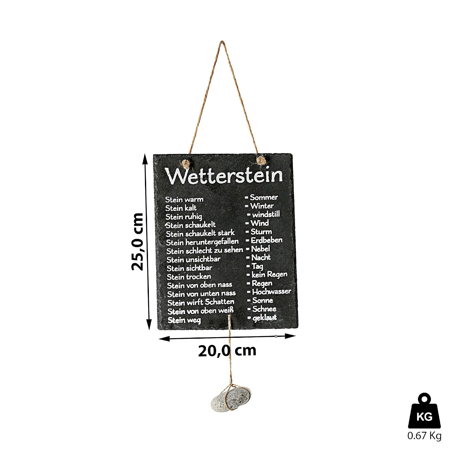 Cepewa Weather Station Stone on Slate Weather Sign Sign Board Inscribed 20 x 25 cm – Bild 5