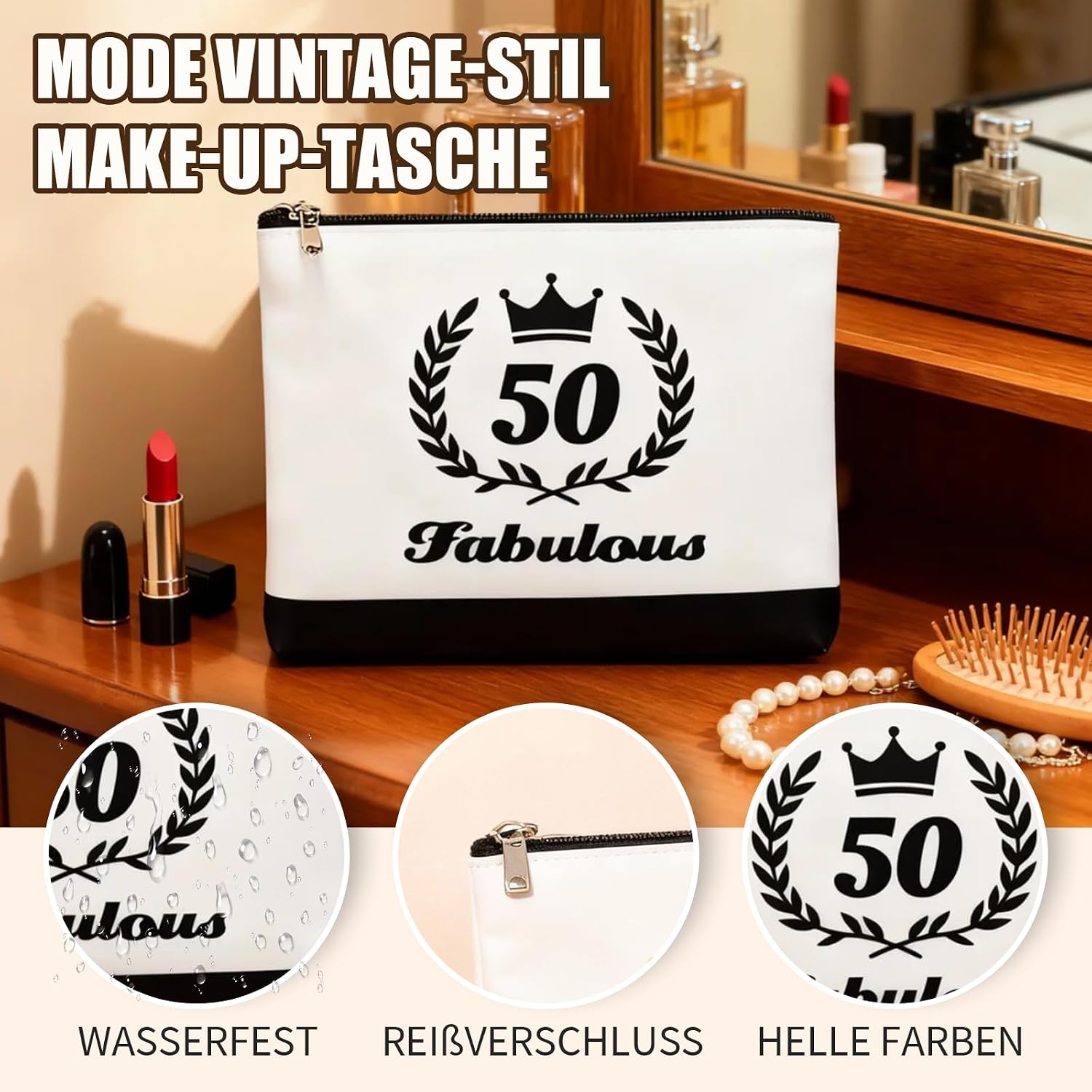 50th Birthday Gifts for Women, Gifts for 50th Birthday Wife Handbag, Cosmetic Bag, Greeting Cards, Envelope Keychain, 50th Birthday Gift for Mum, Girlfriend, Colleague or Sister – Bild 6