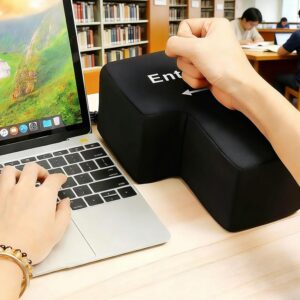USB Enter Cushion - Giant Enter Button as Anti-Stress Cushion for Office & Gaming, Plug & Play, Desk Comfort Cushion (Black)