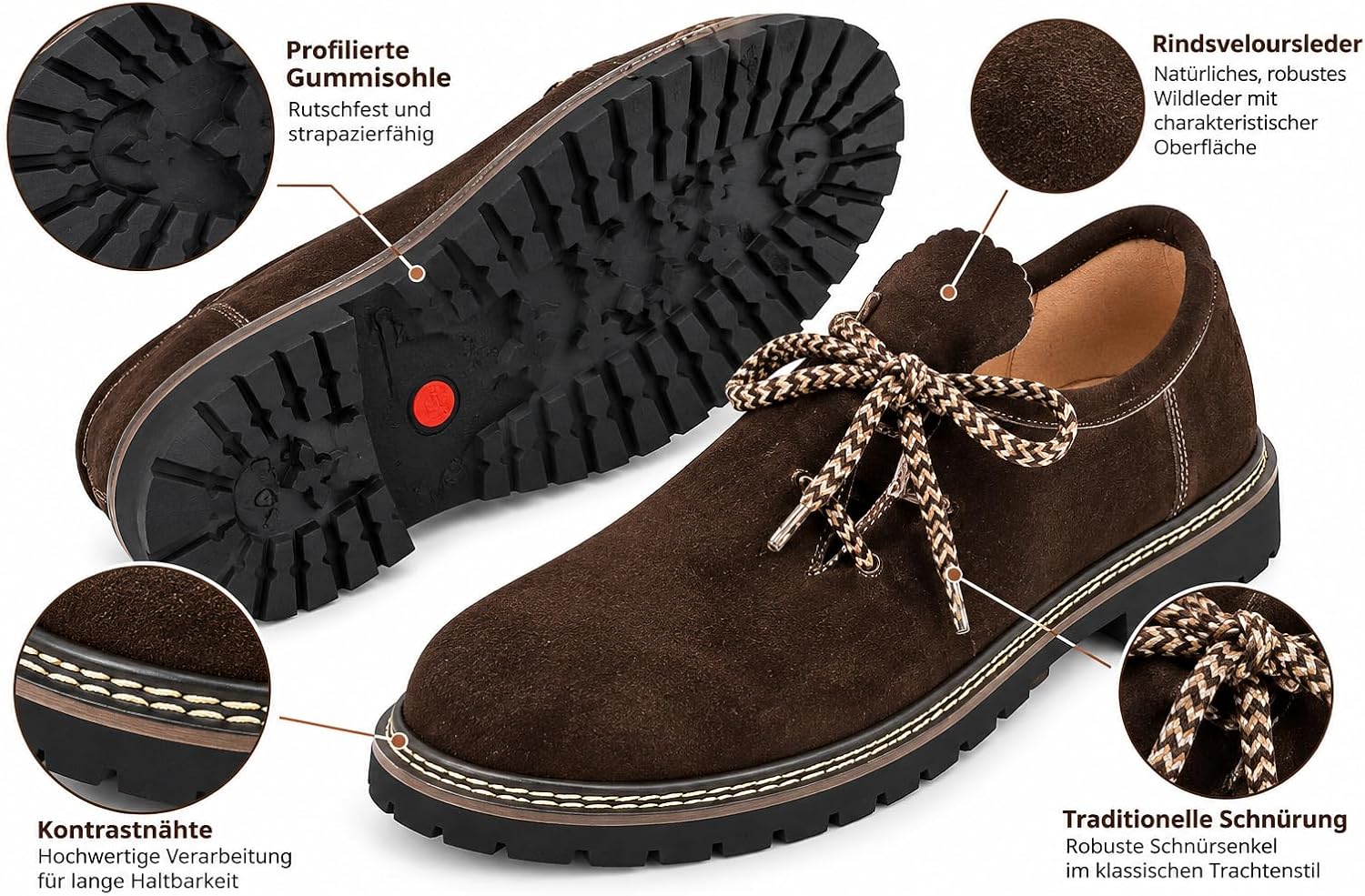 Traditional Bavarian Haferlschuh, Made of Suede, in 3 Different Colours and 7 Different Sizes - Men's Costume Shoes – Bild 2
