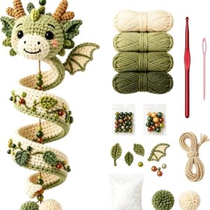 DIY Crochet Set Crochet Yarn Dragon Spiral Hanging Craft Set Beginners Handmade Pendant Crochet Kit with Spiral Dragon Design Creative Crochet Decoration for Christmas Tree Decoration Home Decoration