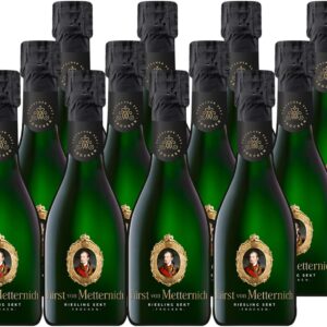 Fürst von Metternich Riesling Champagne, Dry, Dry (12 x 0.2 L) Premium Sparkling Wine from Pure German Wine Growing Areas in the Rheingau, Rheinhessen and the Palatinate, Clear and Pronounced Exotic