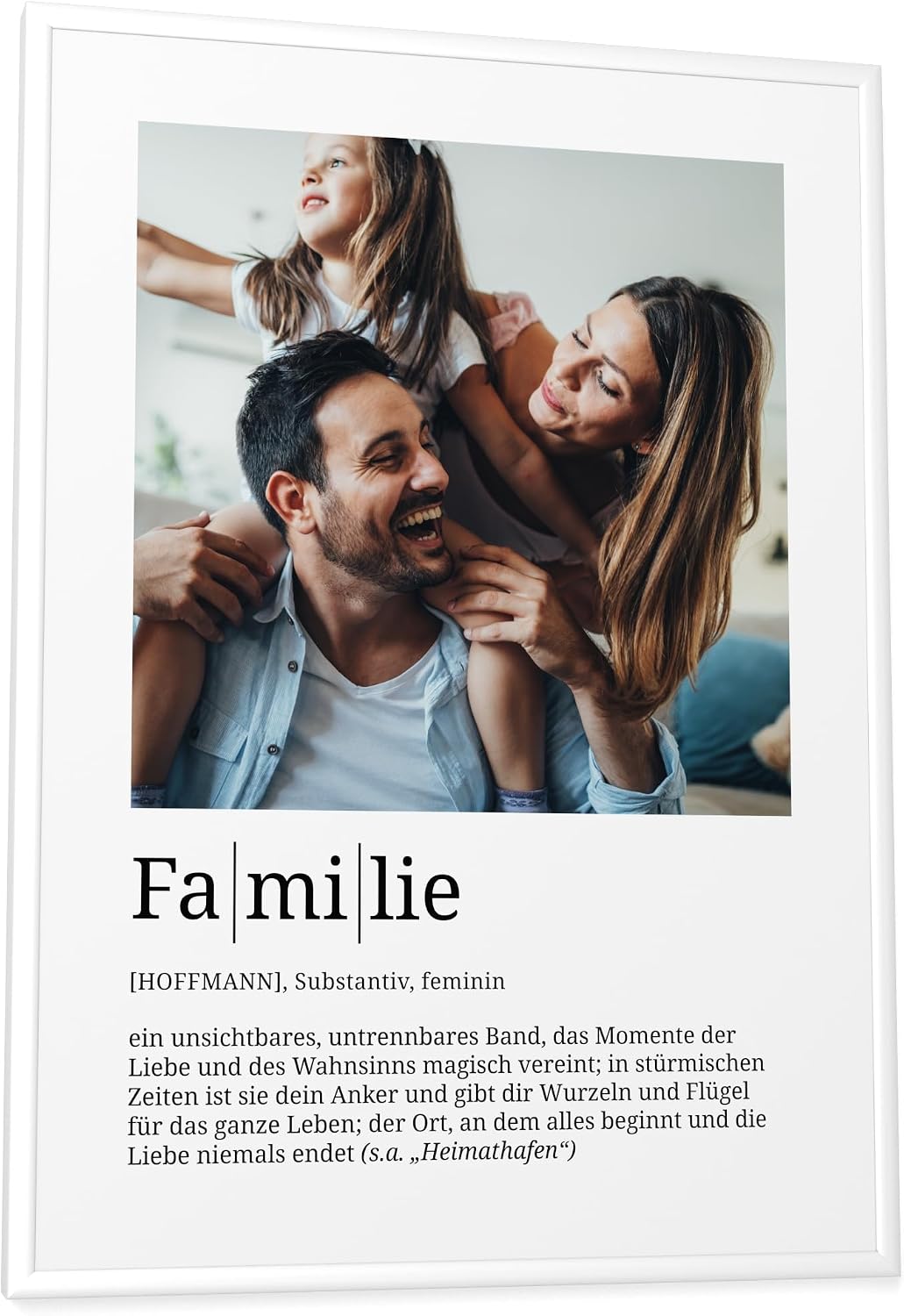 Papierschmiede Personalised Gifts Family, Definition with Photo in DIN A4 (21 x 30 cm) Frame Selectable Ready Framed, Personal Picture as a Gift for Mother's Day, Father's Day, Christmas, Birth – Bild 9