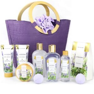 Spa Luxury Women’s Bath Gift Set – 10-Piece Lavender Fragrance Birthday Gift for Women with Hand Cream, Shower Gel, Bubble Bath, Body Lotion, Wellness Set for Her, Women, Mother, Mother’s Day Gift Set