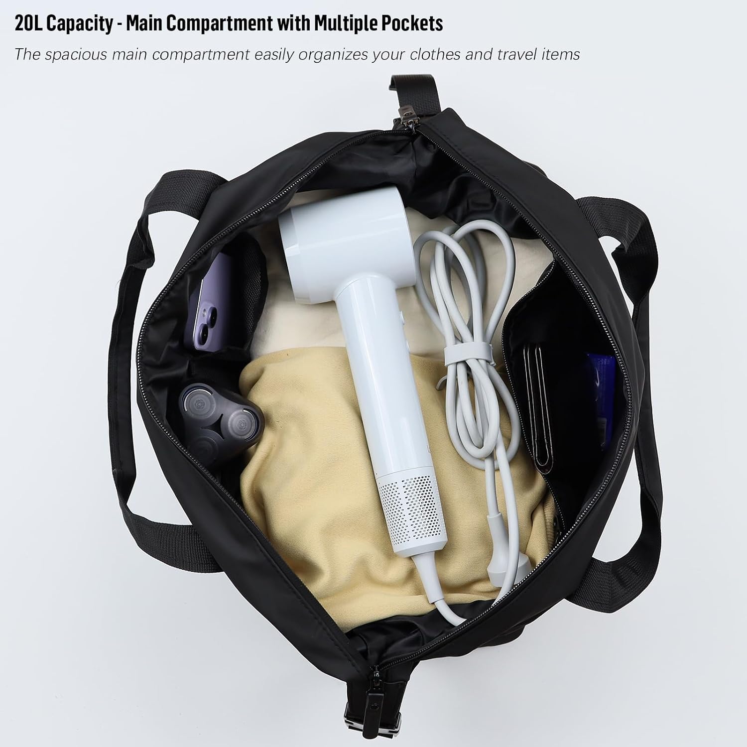 Reisetasche für Ryanair Handgepäck 40x20x25, Wasserdichtes PU Leder Reise Tasche mit Schulterriemen – Bild 4