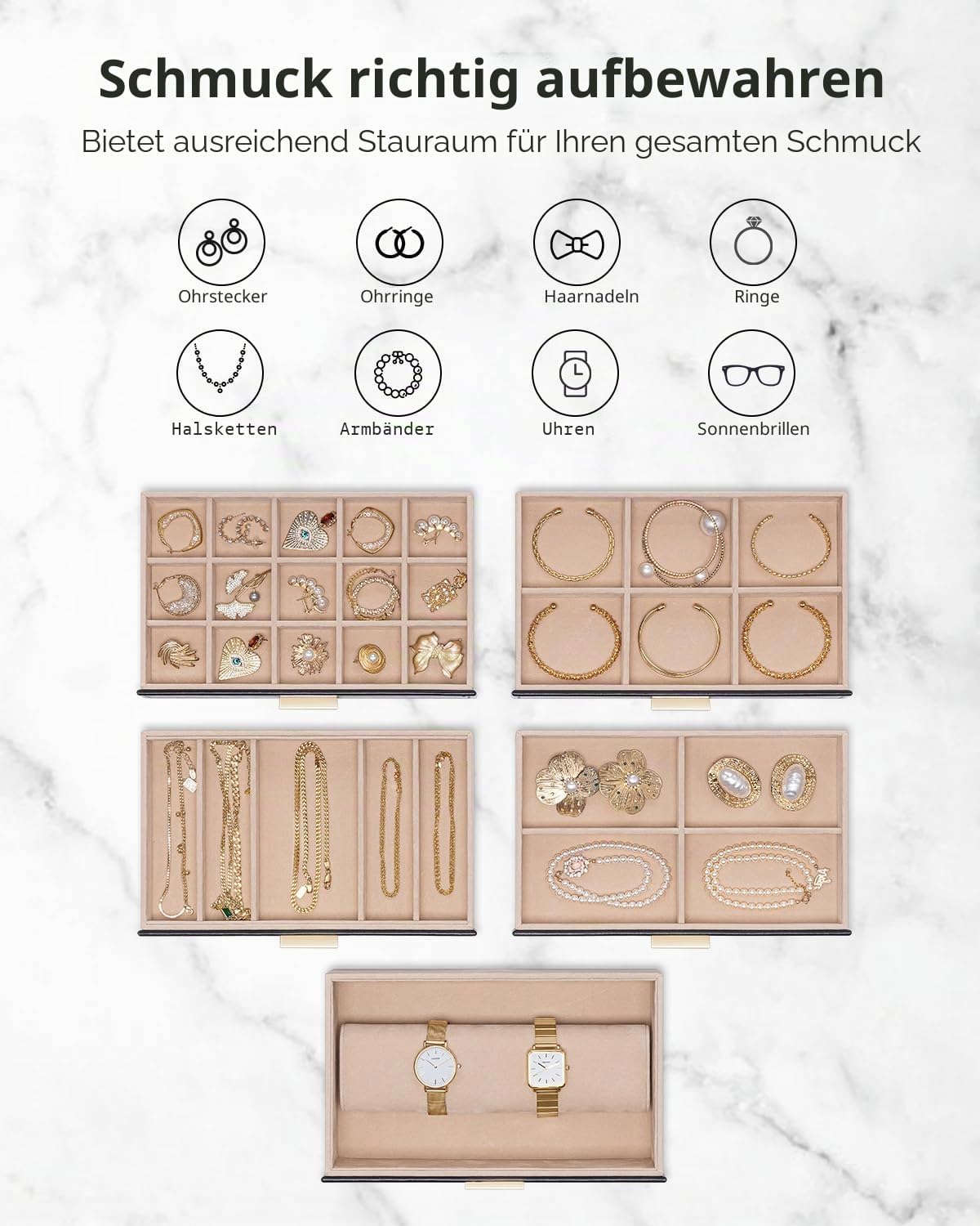 Vlando Jewellery Box Large Jewellery Storage with 6 Levels, Room Decoration – Bild 6