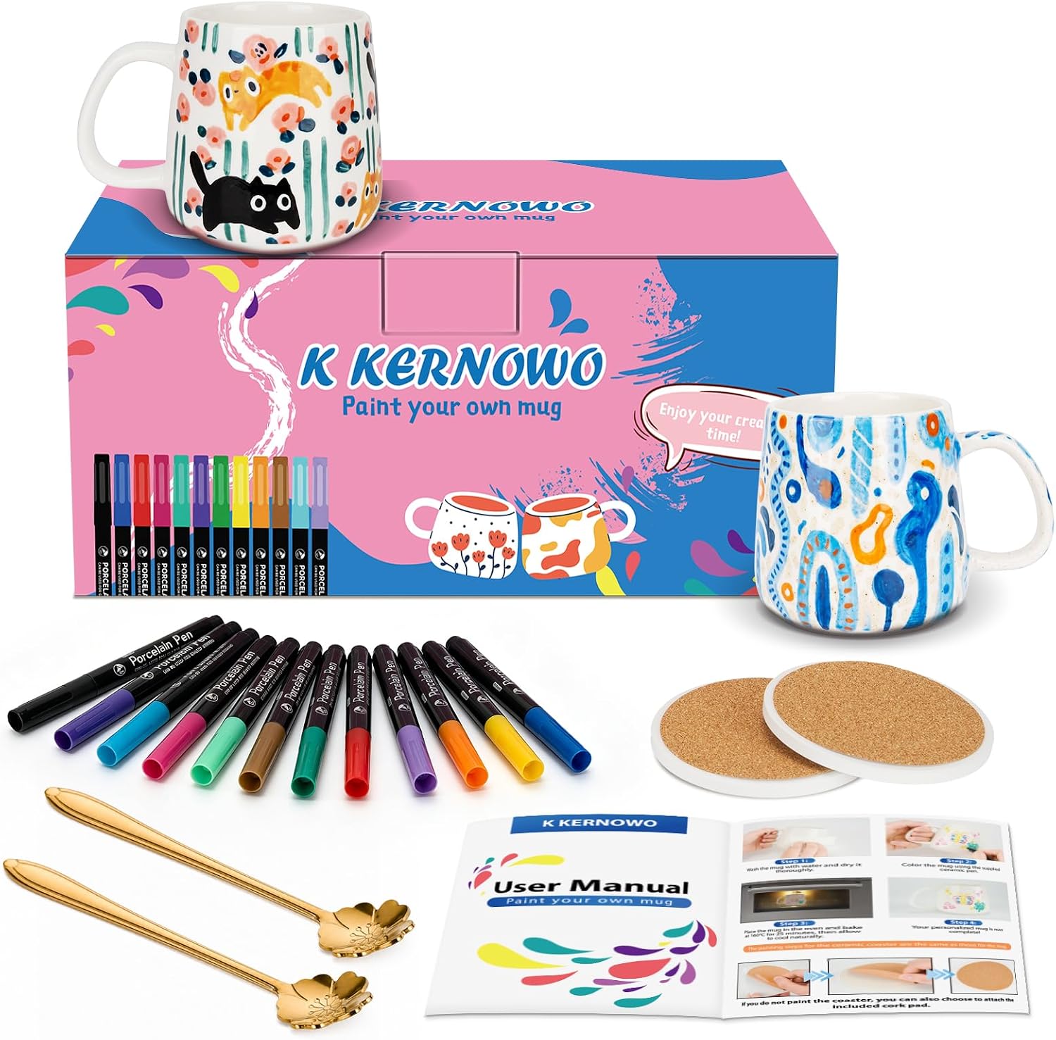Ceramic Painting Set for Adults, DIY Cups Painting Set for Beginners