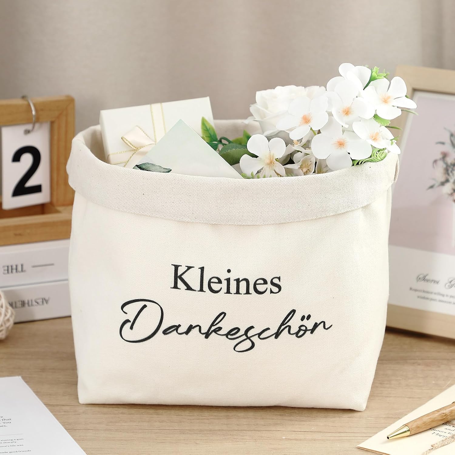 Xuniea Small Thank You Bread Basket Gift Basket Empty White – Bild 3