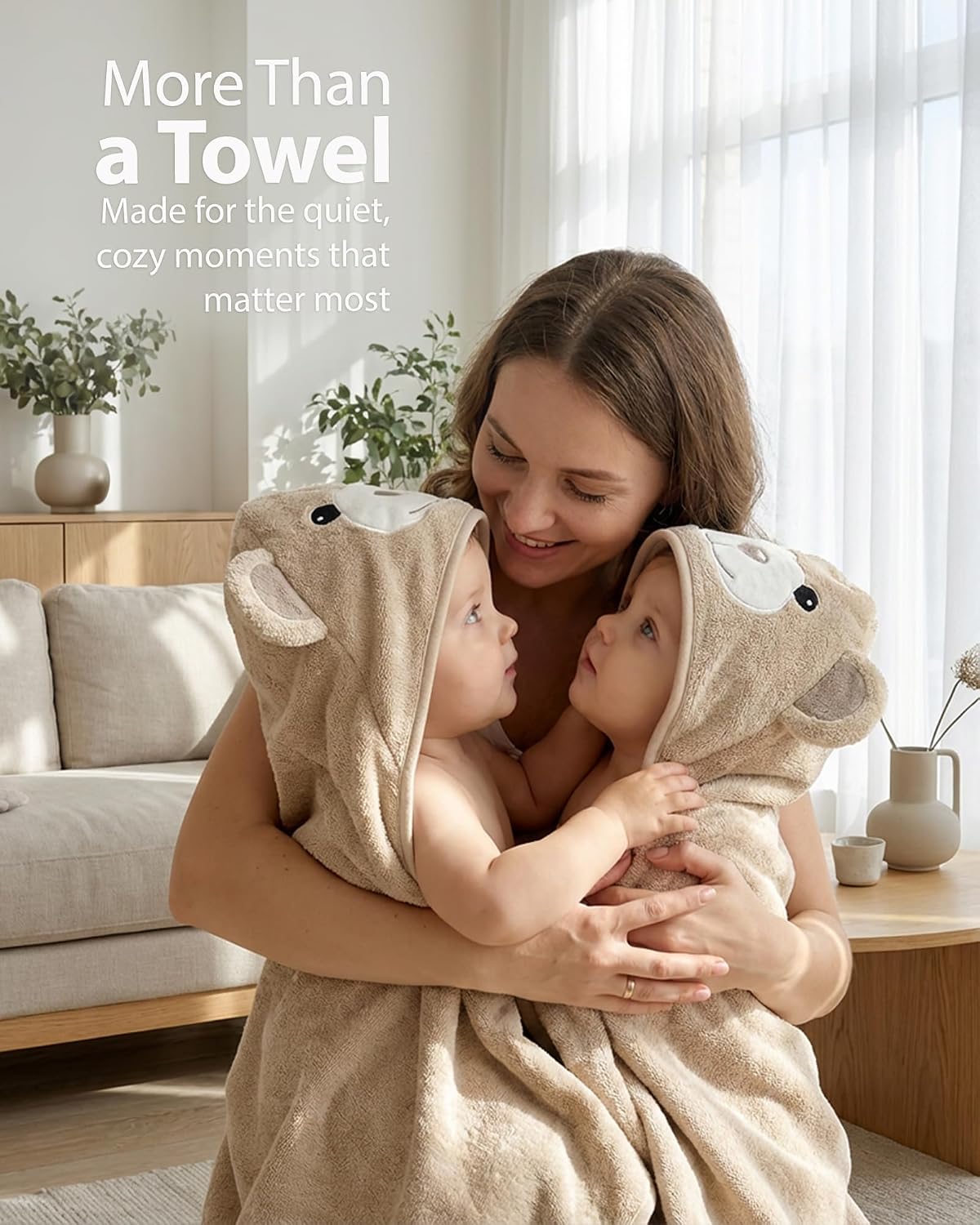 MINIBOO Bamboo Hooded Towel Baby - Soft, Absorbent Baby Bath Towel with Hood for Newborns, Toddlers and Children - Hypoallergenic Baby Towel – Bild 10
