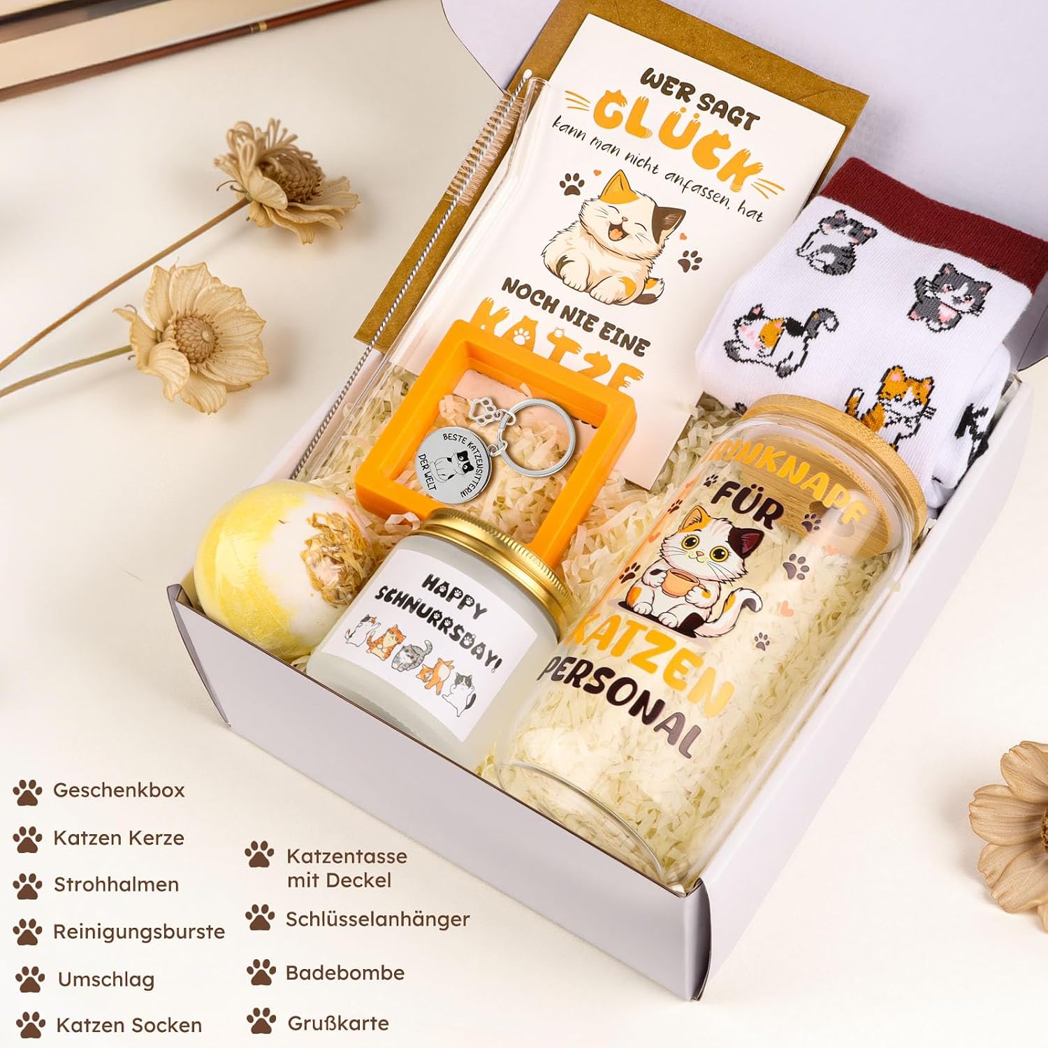 TUZELIYA Gifts for Cat Lovers - Cute Cat Gift Set with Cat Drinking Cup Cat Socks Scented Candle Birthday Gift for Women Girlfriend Girls – Bild 2