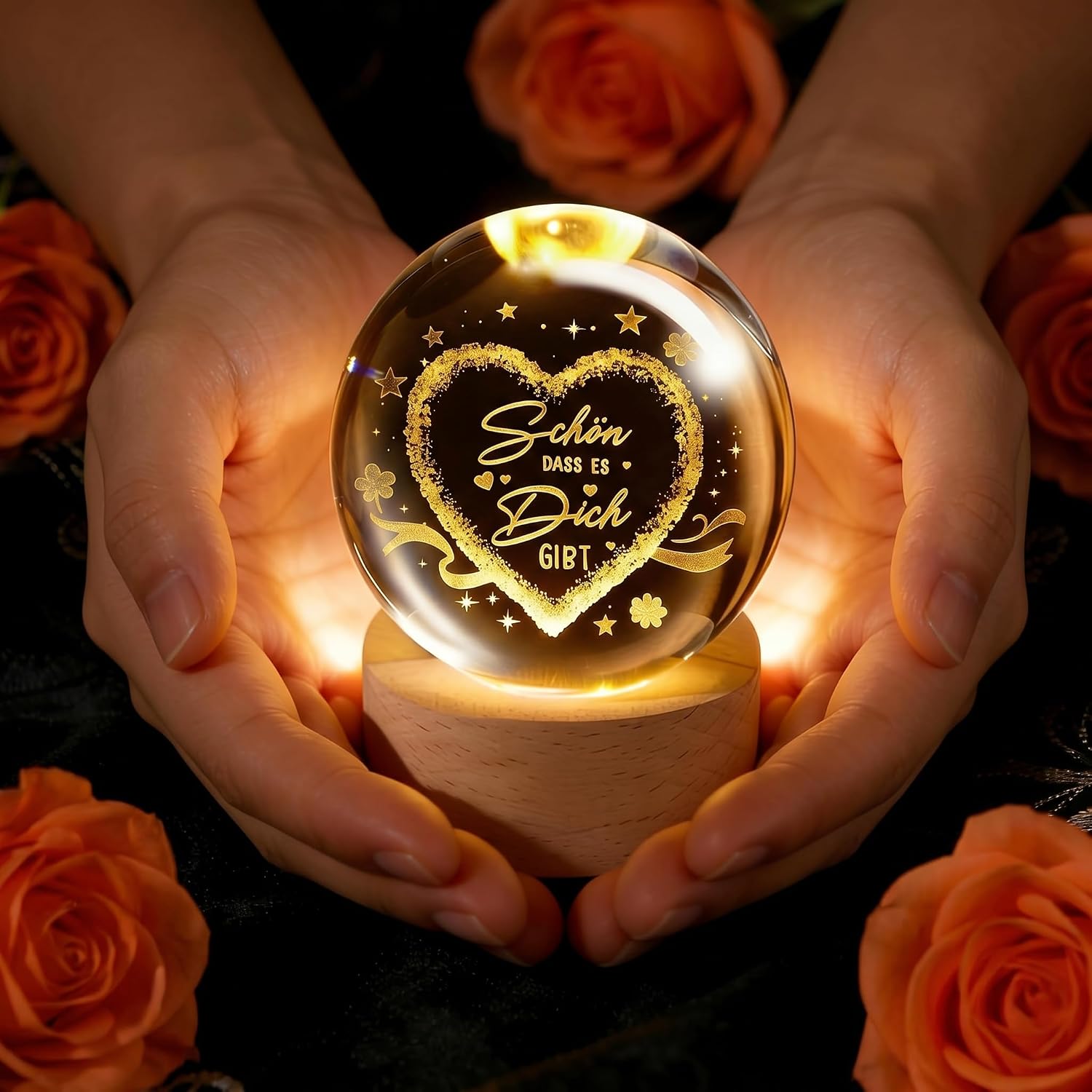 Gifts for Women Beautiful That It Gibt, 60 mm Lamp Crystal Ball Heart, Best Friend Gifts for Farewell Gift Retirement Colleague (USB Powered) – Bild 5