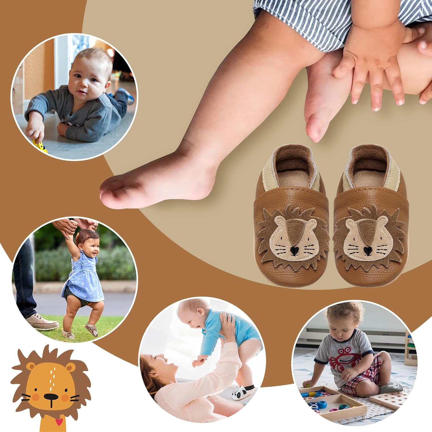 IceUnicorn Crawling Shoes, Baby First Walking Shoes, Boys Soft Leather Baby Shoes, Toddler Leather Shoes, Girls Baby Slippers – Bild 2