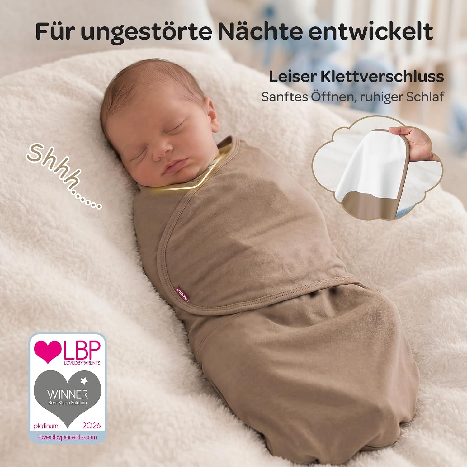 Momcozy Baby Swaddling Bag 0-3 Months Bamboo, Pack of 2, Khaki and Coffee – Bild 4