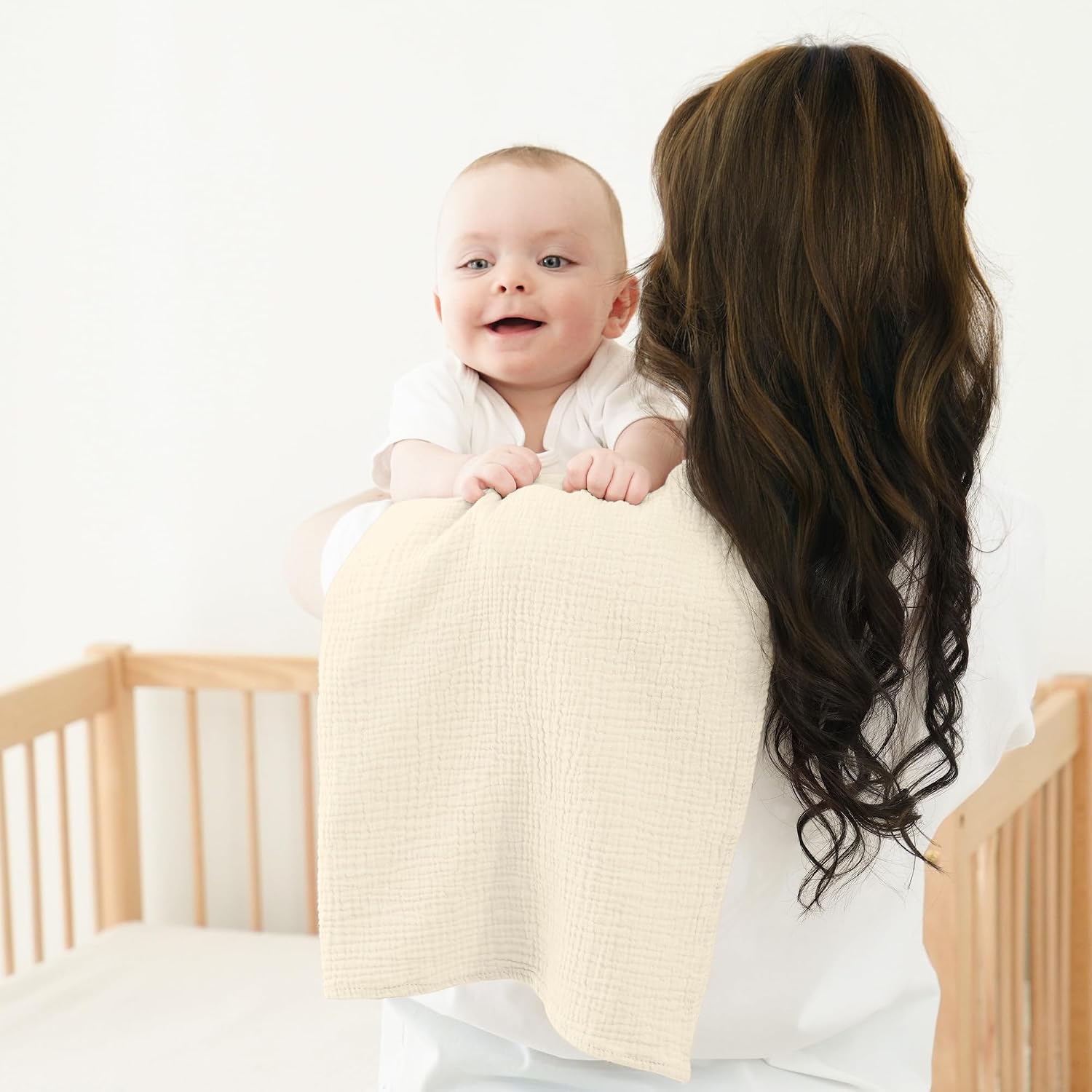 Bearmoss Molleton Cloths Baby 100% Cotton Soft Burp Cloths Baby, Breathable and Extremely Absorbent Muslin Cloth for Absorbent Muslin Cloths Pack of 4 60 x 60 cm (Brown) – Bild 5