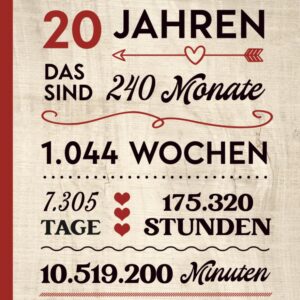 Jahrestag 20 Jahre: Notizbuch 20 Jahre Jubiläum Ehe Geschenk zum Zwanzigsten Hochzeitstag und Partnerschaft Spruch ICH LIEBE DICH SEIT 20 Jahren Notizheft A5 liniert Geschenkidee für Kennlerntag