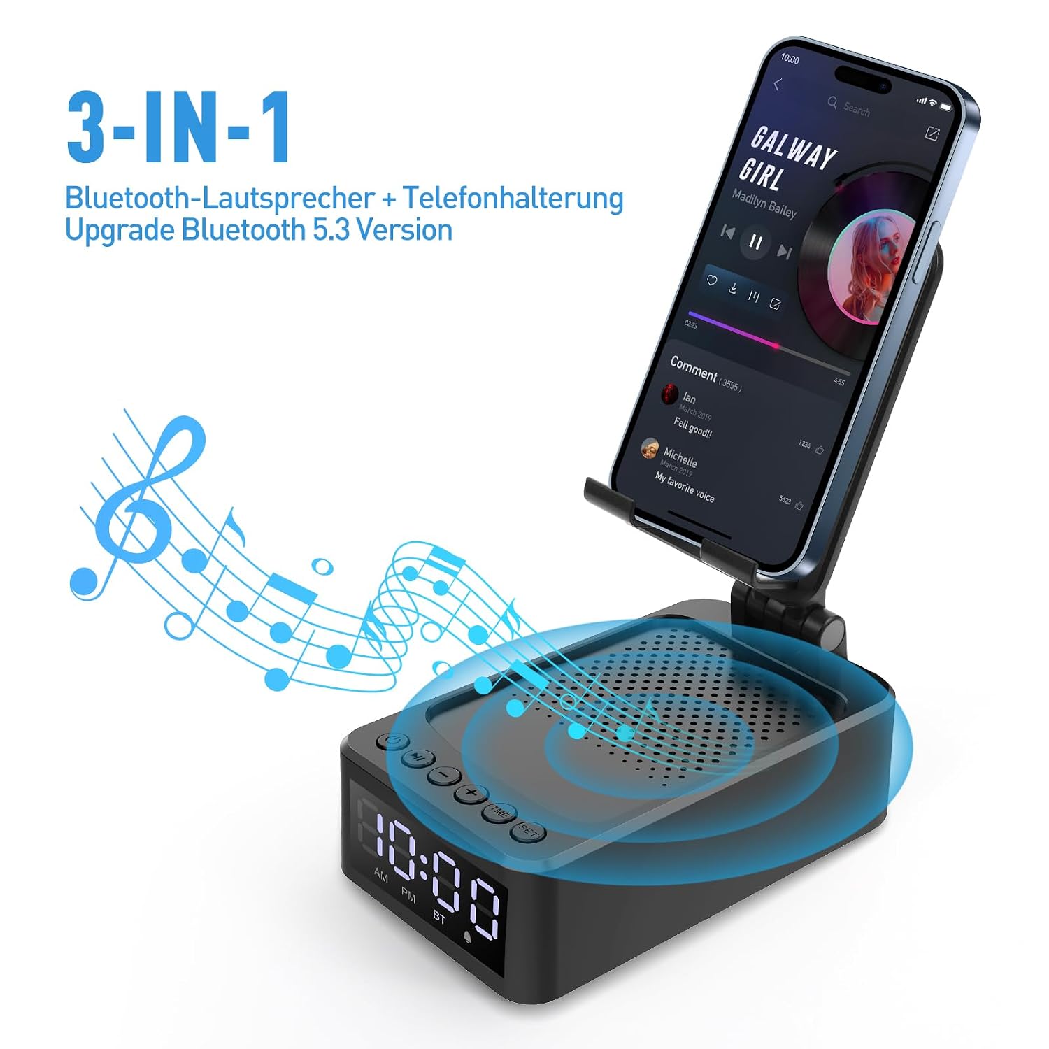 ZOOI Gifts for Men, 3-in-1 Bluetooth Speaker with Mobile Phone Stand – Bild 4