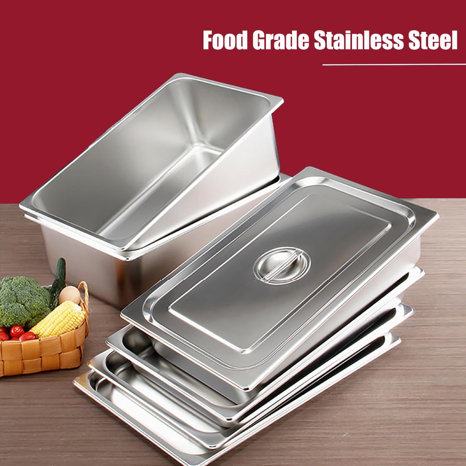 Breading Bowls Set of 3 GN 1/3 Containers Stainless Steel with Lid – Bild 5