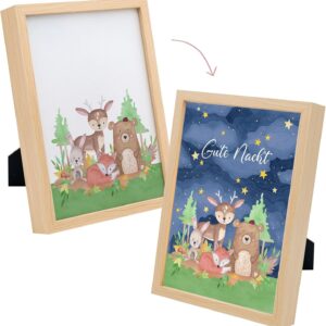 wunderwunsch Magical Illuminated Photo Frame Personalised, Gift Birth, Birthday Gift Baby, Children’s Birthday Gift with Individual Name (Good Night, Small)
