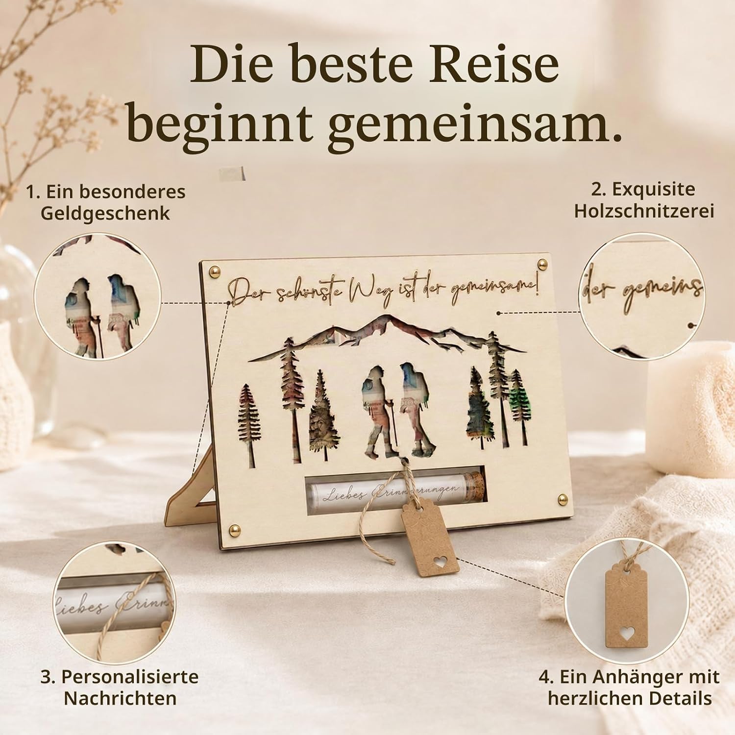 Wooden Wedding Money Gift with Test Tube – Bild 3