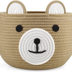 PandaEar Babykorb aus Baumwollseil, Baby-Geschenkkorb, Kinderzimmer, Wäsche-Organizer mit niedlichem Bären-Design zur Aufbewahrung von Säuglings- und Neugeborenen-Essentials, Windelkorb mit Griff