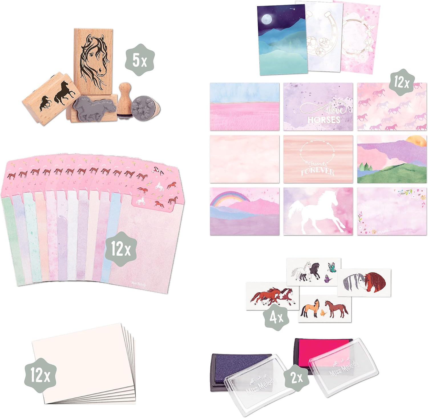 Depesche Miss Melody Stamping Fun 12128 Creative Set for Designing Cards and Letters Including Paper, Envelopes, Stamps, Stickers and Much More – Bild 4