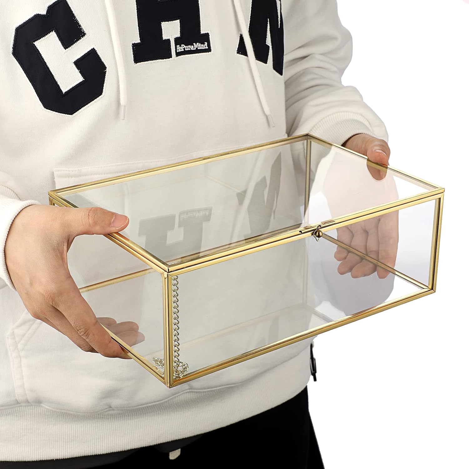 SUMTree Golden Vintage Glass Lid Box, Rectangle Jewellery Rings Bracelet Display Organiser Tempered Glass Jewellery Box Jewellery Box Jewellery Box Jewellery Box Jewellery Storage Box – Bild 6