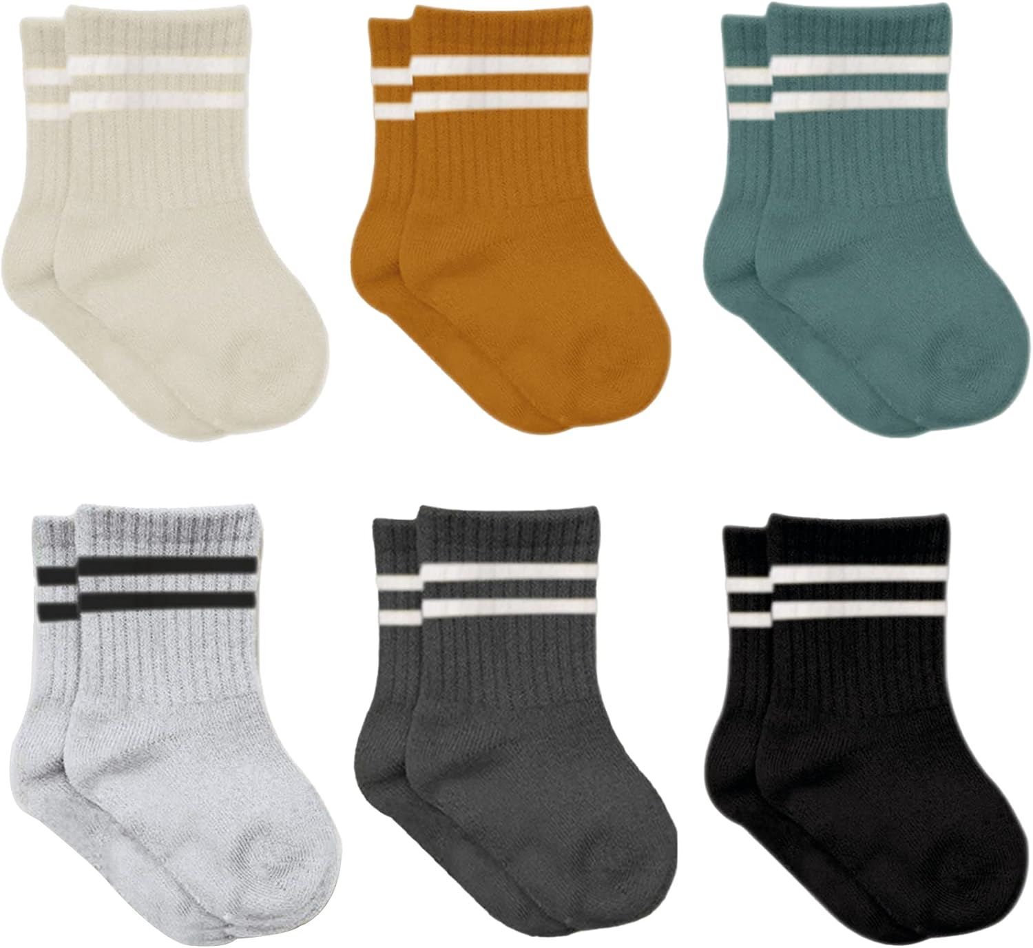 bistyle Cotton 6 Pairs Baby Socks for Newborn Infant 0–6 Months to 3 Years, Stopper Socks Seamless Socks, Boys Girls Children's Socks