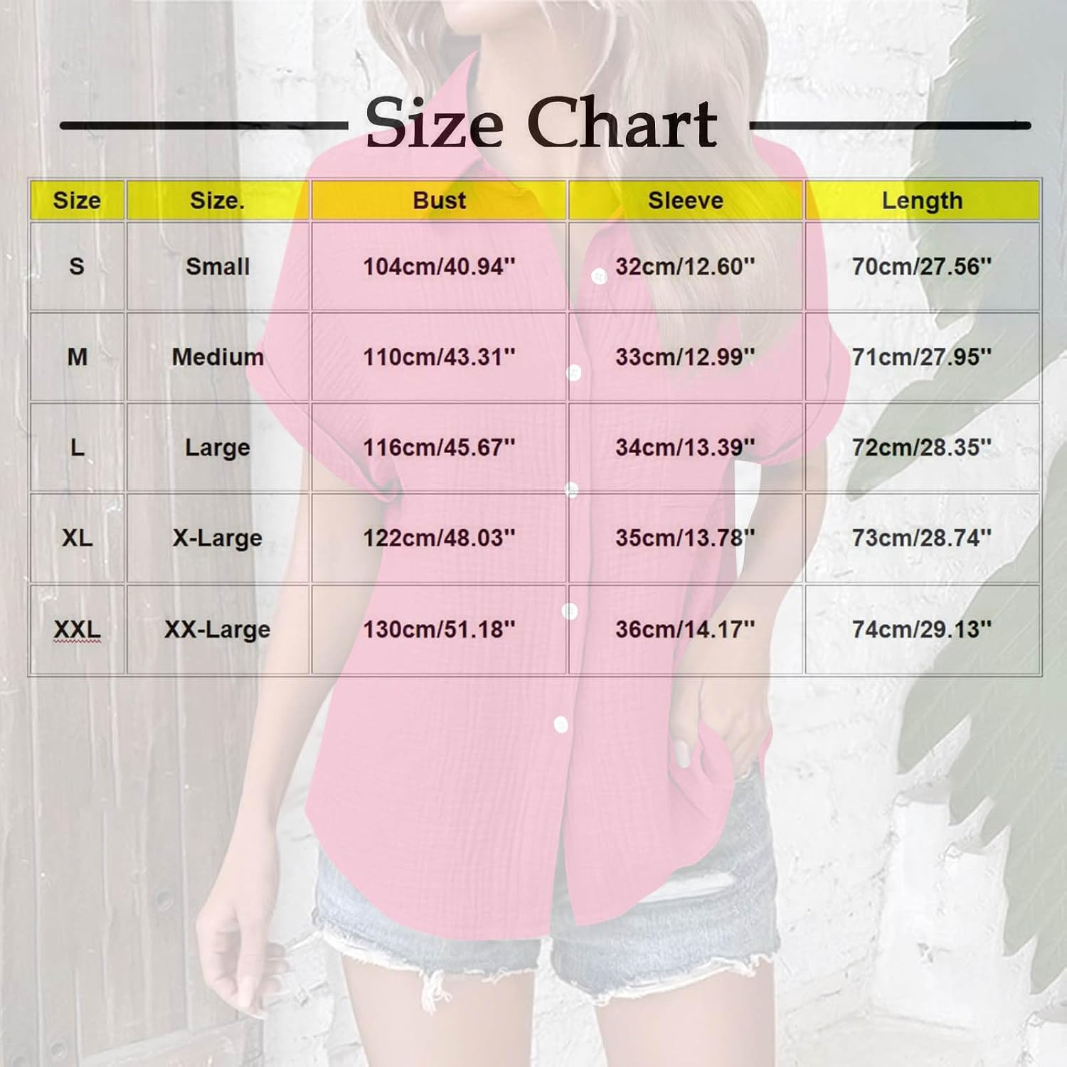 Generisch Muslin Blouse Women's Casual Short Sleeve Shirt Blouse with Button Placket Loose Top Elegant Cotton Blouse Shirt with Pocket – Bild 4